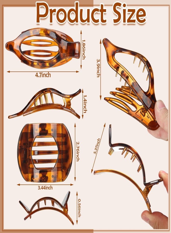 ProSuites 8 Pcs Flat Hair Clips for Women, 2 Styles French Flat Claw Clips for Women, Large Strong Hold Hair Claw Clips For Thick Thin Hair(Tortoiseshell) - Image 2